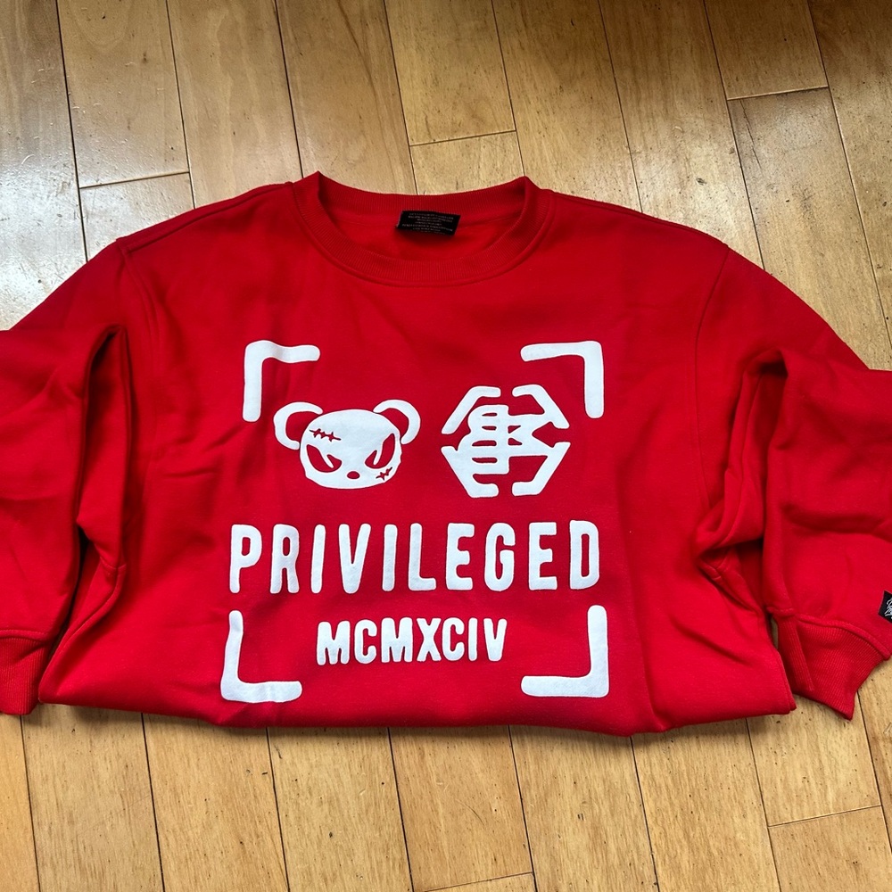 Privileged Kids Red Sweatshirt with Graphic Design